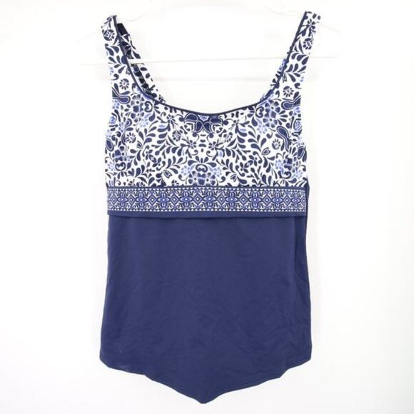 Lands End Navy Blue Swim Tankini Top Scoop Neck Underwire NWOT Size 6 - Picture 1 of 9